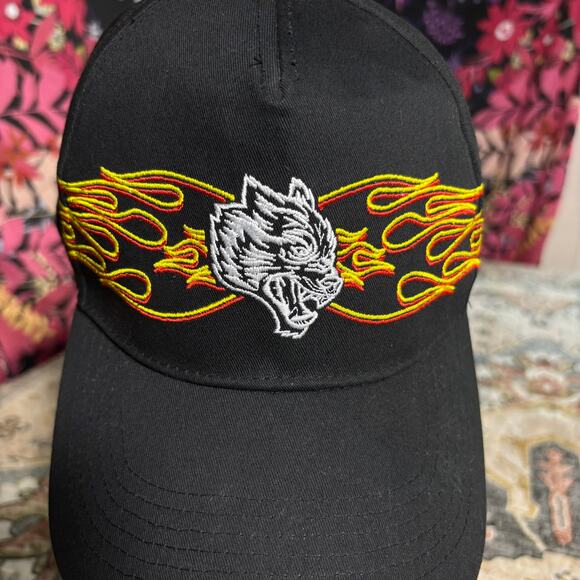Darc Sport Wolves Hat Black Wolf Flame Embroidered baseball Cap Hat 90s Punk - Picture 1 of 8